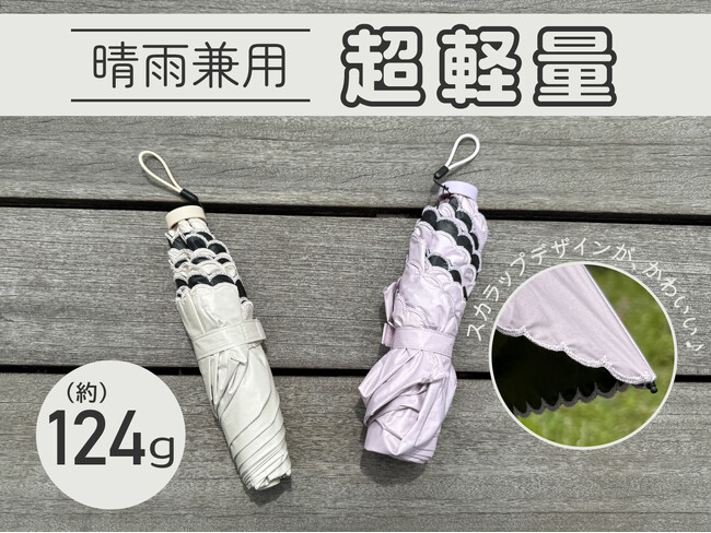 【ニトリ デコホーム】重さ約124ｇ！持ち運びがラクな超軽量折りたたみ傘に、スカラップデザインの新柄登場