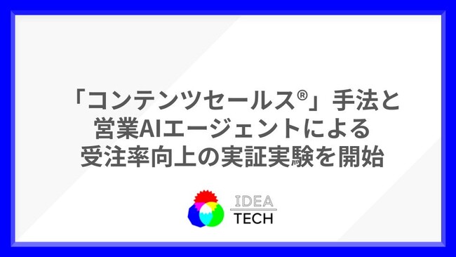 IDEATECH、「コンテンツセールス(R)」手法と営業AIエージェントによる受注率向上の実証実験を開始