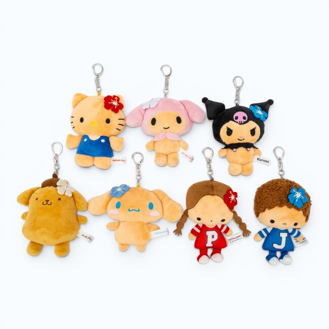 【サンリオキャラクターズ】日焼け「ハローキティ」たちがかわいい！バッグに付けて持ち運べる「ダイカットぬいぐるみミラー」がスケーターから7月6日(月)発売予定