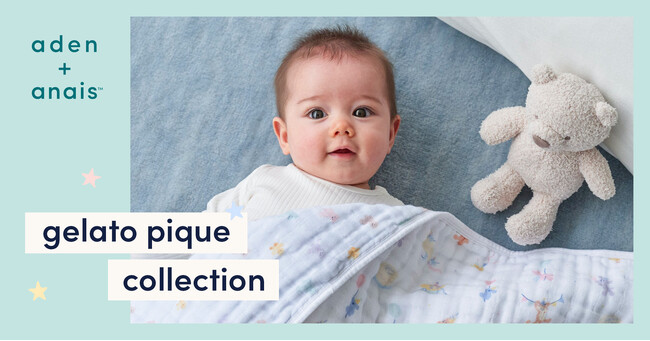 【aden + anais(TM)】gelato piqueとのスペシャルコレクション！gelato piqueのデザインをまとった、自信を持って贈れるスワドルやビブなど全7アイテムを日本限定発売