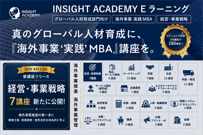 『海外事業❛実践’MBA：経営・事業戦略』Eラーニング新シリーズ提供開始｜「真のグローバル人材」を育てる（INSIGHT ACADEMY）
