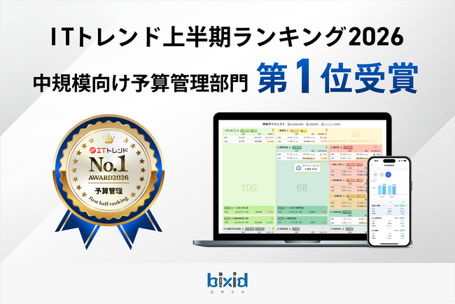 経営支援クラウド『bixid（ビサイド）』、「ITトレンド 上半期ランキング2026」予算管理部門（中規模）で第1位を獲得！