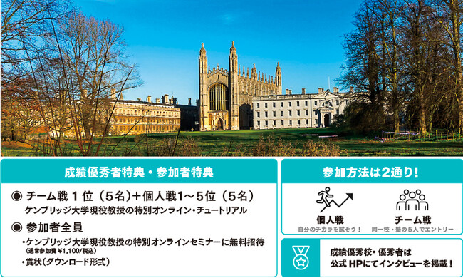 「UNIV. CAMBRIDGE JAPAN ACADEMY 英単語選手権」（対象：中学生・大学生）7月1日（水）申込受付開始！