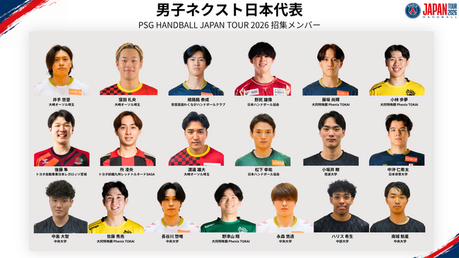 「パリ・サン＝ジェルマン ハンドボール ジャパンツアー2026」 ネクスト日本代表メンバー変更のお知らせ