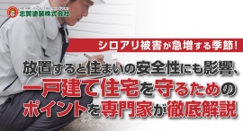 シロアリ被害が急増する季節!放置すると住まいの安全性にも影響、一戸建て住宅を守るためのポイントを専門家が徹底解説 シロアリ被害が急増する季節!放置すると住まいの安全性にも影響、一戸建て住宅を守るためのポイントを専門家が徹底解説