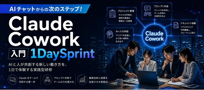 【法人研修・生成AI活用】AIチャットからの次のステップ！AIエージェント実践型ワークショップ「Claude Cowork 入門 1Day Sprint」を新規開講