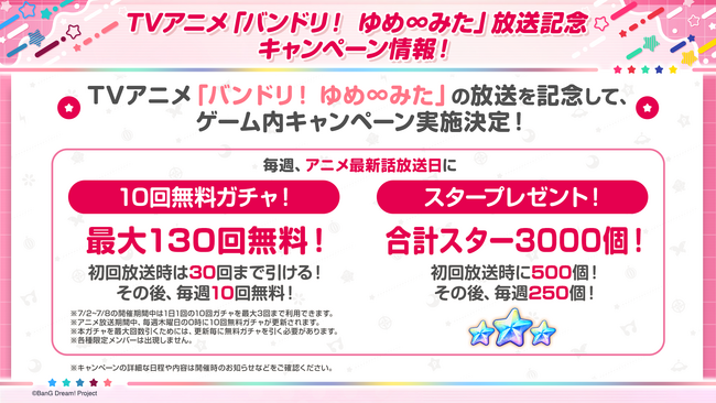 【ガルパ】「バンドリ！TV LIVE 2026」#320 にて発表したTVアニメ「バンドリ！ ゆめ∞みた」放送記念キャンペーンやドリフェス情報など、ガルパ新情報まとめ！