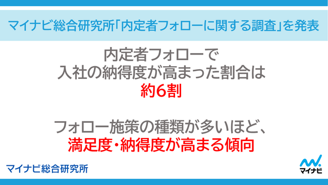 マイナビ総合研究所「内定者フォローに関する調査」を発表