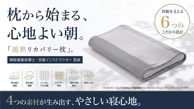 【マクアケ新プロジェクト】【遠赤×体圧分散】ハニカムゲルと高反発ファイバーで寝返りを支える高機能快眠枕！