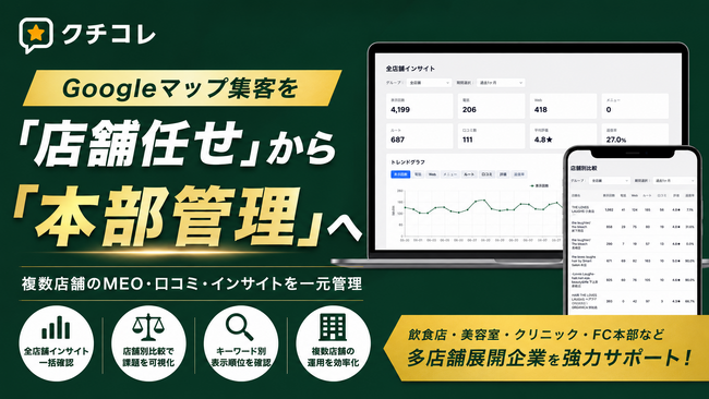 Googleマップの“店舗任せ”を“本部一括管理”へ。MEO対策・口コミ対策ツール「クチコレ」が複数店舗管理機能を強化