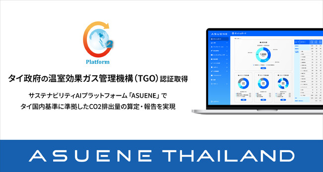 アスエネのタイ法人 ASUENE（THAILAND）、タイ政府の温室効果ガス管理機構（TGO）の認証を取得