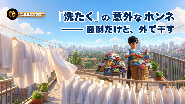 洗濯でいちばん面倒なのは「干す」―― それでも半数は外に干す｜Rank+（ランクプラス）1,000人調査