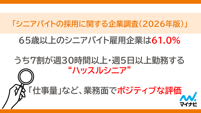 マイナビ、「シニアバイトの採用に関する企業調査(2026年版)」を発表
