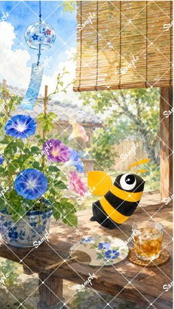【無料配布】夏のスマホを涼やかに彩る♪こんびーちゃんと朝顔の壁紙をゲット！