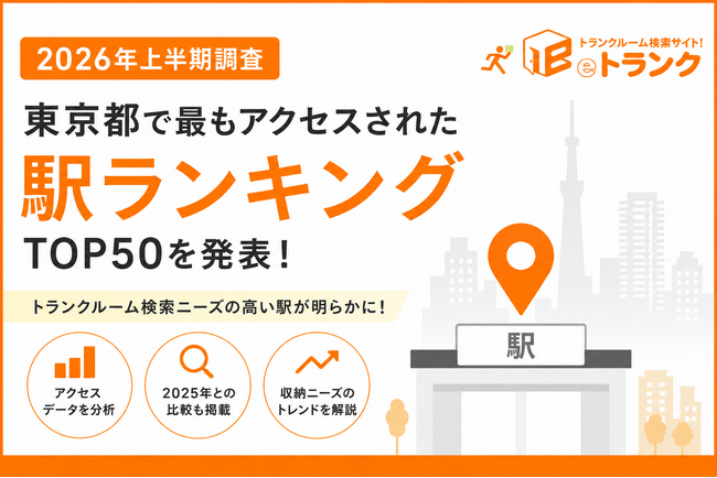 【2026年上半期】東京都で最もアクセスされたトランクルーム検索駅ランキングを発表！前年との比較で見えた収納ニーズの変化