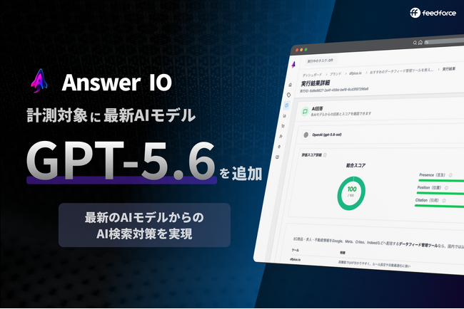 AEOサービス「Answer IO」がOpenAIの最新モデル「GPT-5.6」に対応、3階層モデル（Sol・Terra・Luna）で階層別のブランド可視性測定を実現