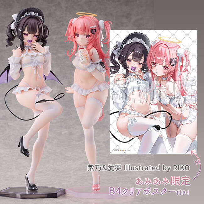 人気イラストレーター「RIKO」氏が描く“天使と悪魔”のコンビ「紫乃&愛夢」がフィギュアで登場。