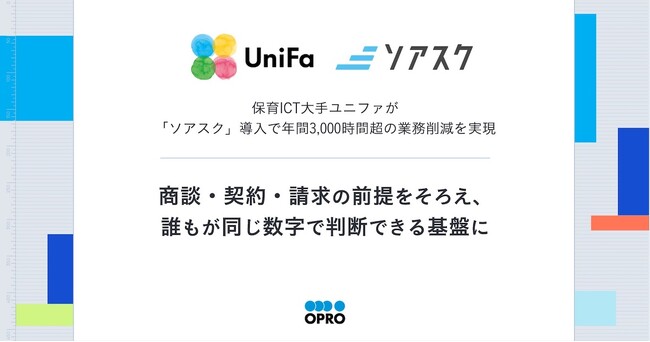 保育ICT大手ユニファが「ソアスク」導入で年間3,000時間超の業務削減を実現