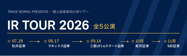 証券の“裏側”を作ってきた会社が、表舞台に立つ。個人投資家向けIRツアー『TRADE WORKS IR TOUR 2026』開催のお知らせ