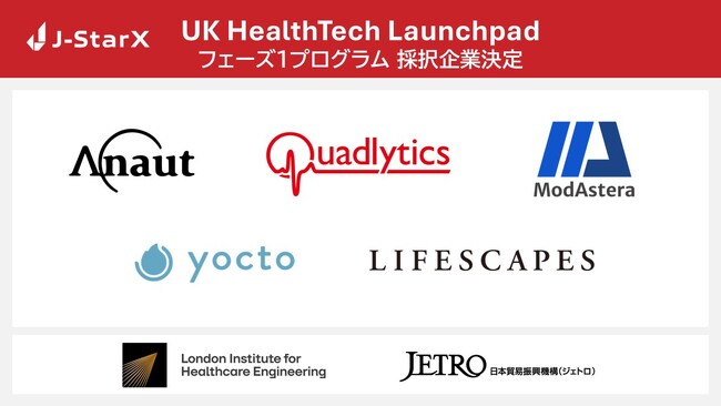 【採択企業決定】J-StarX UK HealthTech Launchpadフェーズ1への参加スタートアップ5社を採択