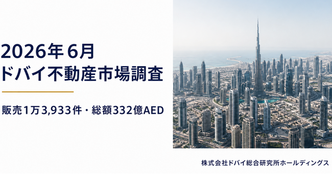 ドバイ総研、2026年6月のドバイ不動産市場を調査　販売1万3,933件・総額332億AED