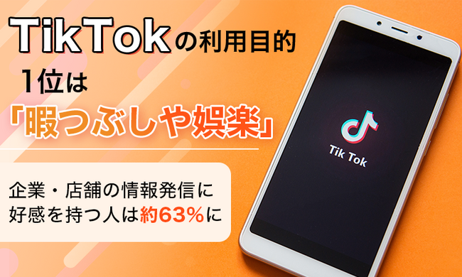 TikTokの利用目的、1位は「暇つぶしや娯楽」。企業・店舗の情報発信に好感を持つ人は約63％に