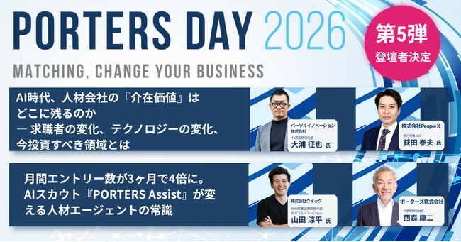 パーソルイノベーション社・PeopleX 社・クイック社が登壇！『PORTERS DAY 2026』登壇者第5弾を公開