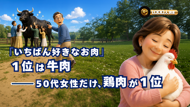 「いちばん好きなお肉」1位は牛肉 ―― 50代女性だけ、鶏肉が1位｜Rank+（ランクプラス）1,000人調査