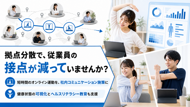 オンライン運動を社内コミュニケーション施策に、拠点や部署を超えて参加できる法人向け健康プログラムを提供開始