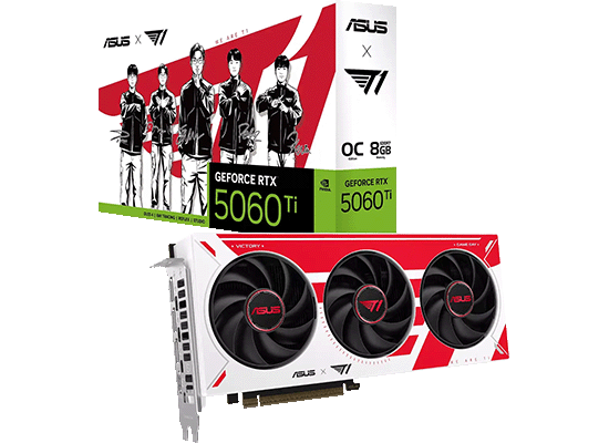 ASUSから、世界王者T1とのコラボレーショングラフィックボード「T1-RTX5070-O12G-GAMING」「T1-RTX5060TI-O8G-GAMING」を発売