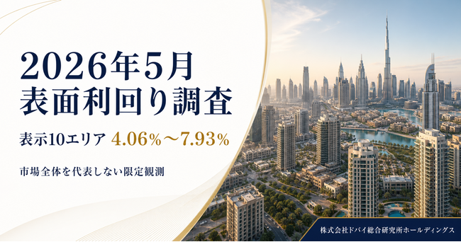 ドバイ総研、2026年5月の表面利回りを調査　表示10エリアは4.06%～7.93%