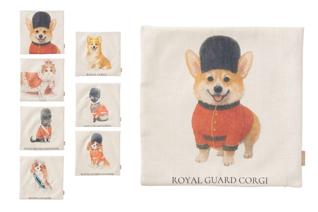 【置くだけで英国気分】雑貨ブランド「Jubilee」より英国モチーフ犬&猫クッションカバーが新登場。