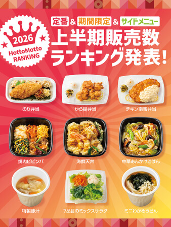 「ほっともっと」2026年上半期お弁当&サイドメニューランキング発表!