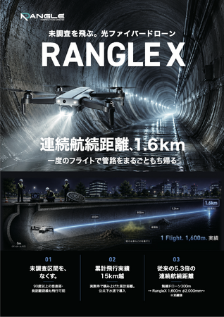 DRONE SPORTS、光ファイバー有線ドローン「Rangle X」を「下水道展'26東京」にて初公開