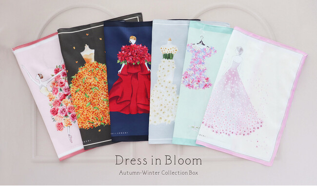「花を贈るように」をテーマにしたハンカチーフ「Dress in Bloom」秋冬コレクションが登場！全6柄を月替わりで発売