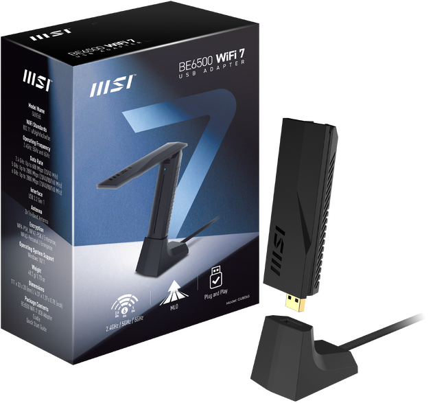 MSI、Wi-Fi 7対応USB Wi-Fiアダプター「BE6500 WiFi 7 USB Adapter」を発売