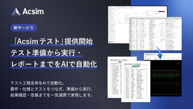 AI要件定義「Acsim」、テスト工程全体をAIで自動化する「Acsim テスト」を提供開始