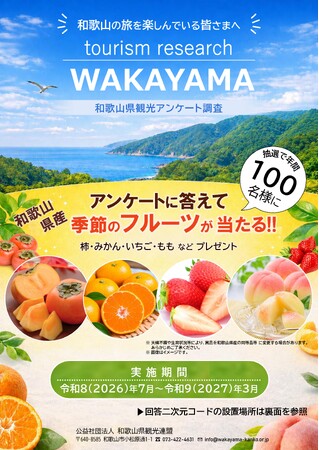 回答で和歌山フルーツが当たる!観光体験でつくる「これからの和歌山」県観光アンケート調査を実施