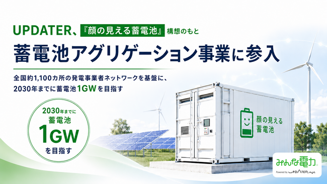 UPDATER、「顔の見える蓄電池」構想のもと蓄電池アグリゲーション事業に参入