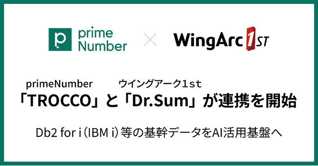 基幹データをAI活用基盤へ。primeNumber「TROCCO」とウイングアーク「Dr.Sum」が連携を開始