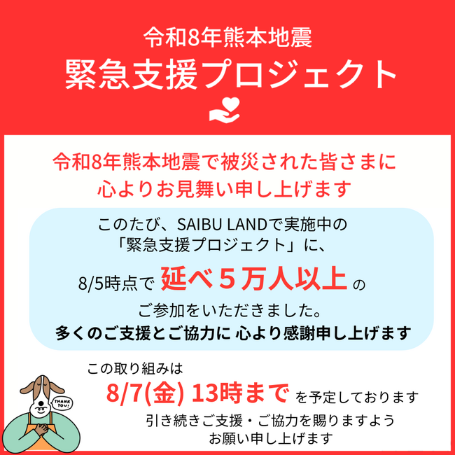 被災地支援へのご協力に感謝 「令和8年熊本地震 緊急支援プロジェクト」参加者数が延べ5万人を突破