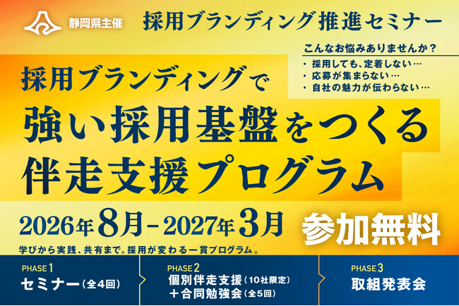 【限定10社の無料伴走支援】静岡県「採用ブランディング推進事業」の伴走アドバイザー決定！企業の採用基盤をつくる全4回セミナー＆個別支援の応募受付中