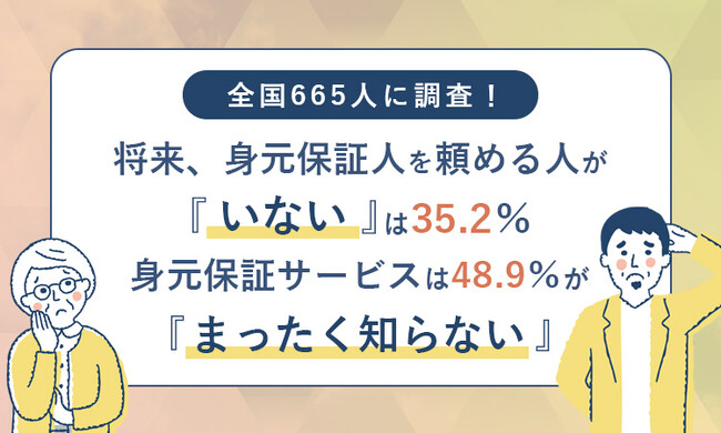 全国665人に調査！35.2％が、将来、身元保証人を頼める人は「いない」と回答　身元保証サービスを「まったく知らない」は48.9％