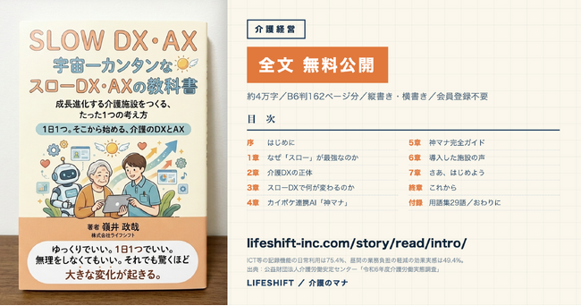 【書籍全文公開】介護のICT導入は75.4%、それでも負担が軽くなったと感じている事業所は49.4%--この差をどう埋めるかを書いた1冊を、全文無料で公開しました