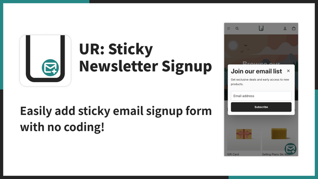 【海外向け】EC アプリ「UR: Sticky Newsletter Signup」を株式会社 UnReact がリリース