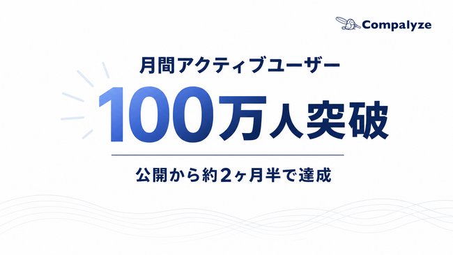 法人データベース「Compalyze」、月間アクティブユーザー数100万人を突破　公開から約2ヶ月半で