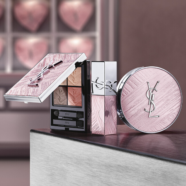 YSL BEAUTYが贈る、シルバーとピンクの光が重なり合う”愛”を表現したコレクション。人気のアイシャドウやリップ、クッションファンデーションの限定アイテムが登場。