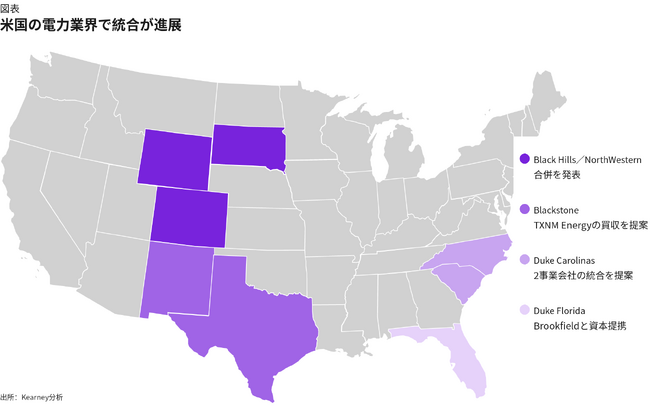 データセンター誘致で電力会社の再編加速、500MW超の供給力が競争力に――米国でM&A・資本提携が相次ぐ【A.T. カーニー】