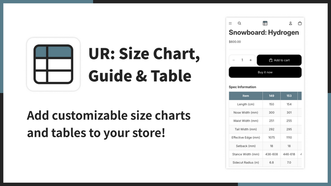 【海外向け】EC アプリ「UR: Size Chart, Guide & Table」を株式会社 UnReact がリリース