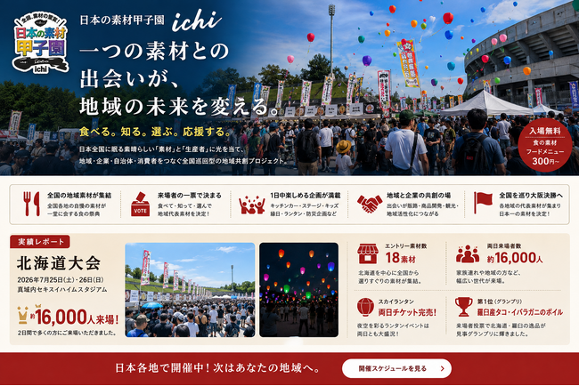 【企業・共創パートナー募集】全国を巡る「日本の素材甲子園」企業参画を募集。食×地域を、PR・実証・防災・自治体連携のフィールドに